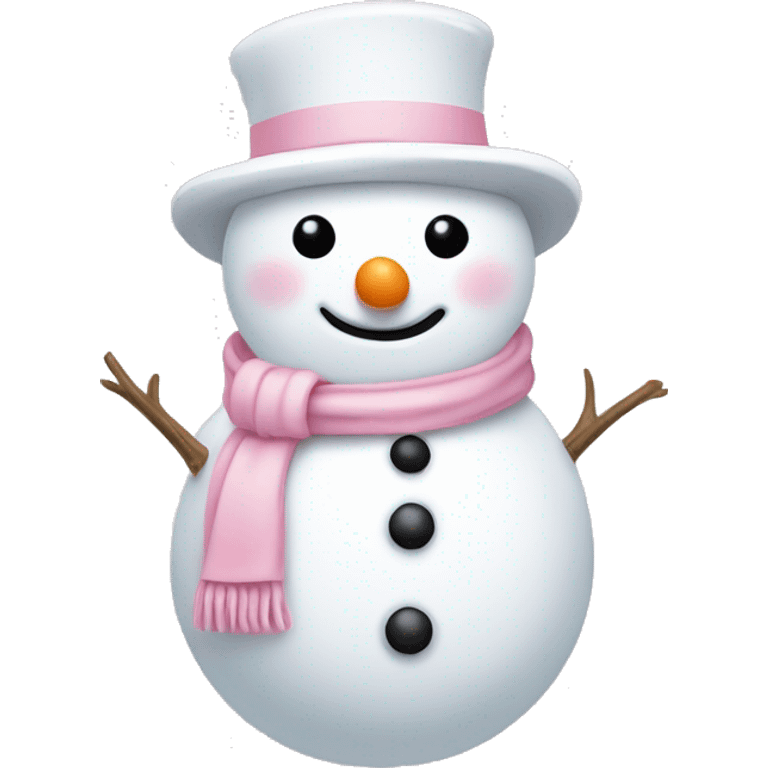 Cute white and light pink snowman emoji