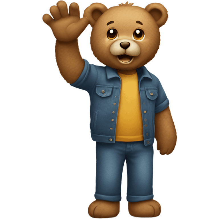 Teddy bear waving emoji