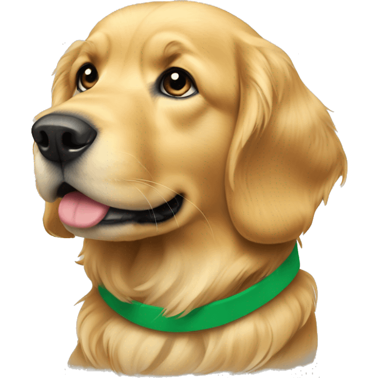 Golden retriever with green thin collar  emoji