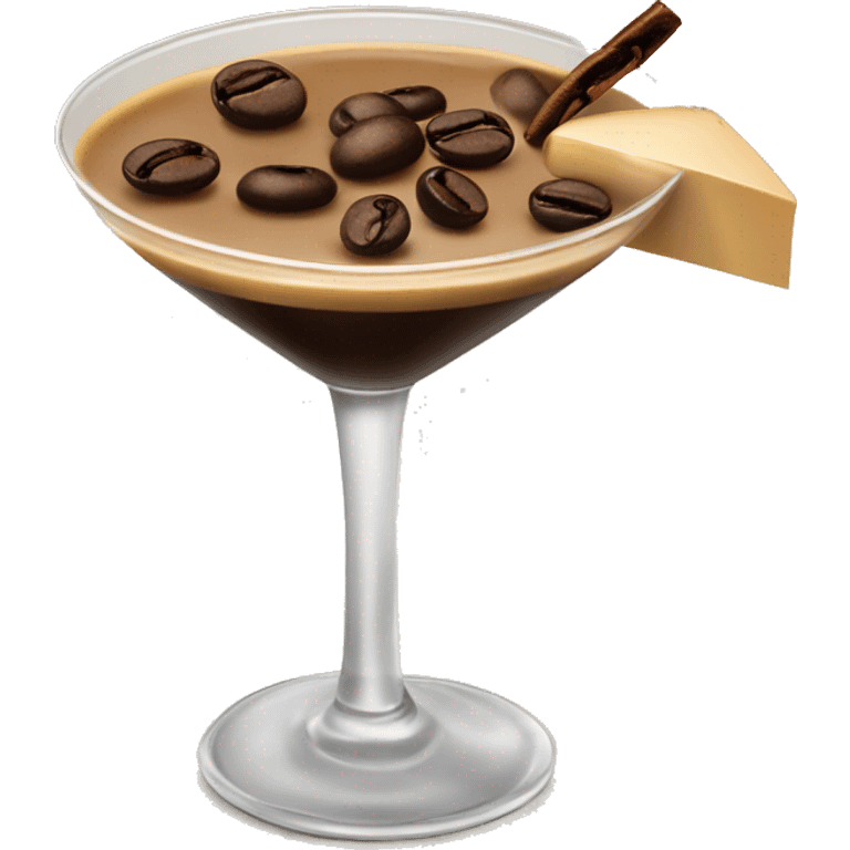 Espresso martini with 3 coffee bean garnish emoji