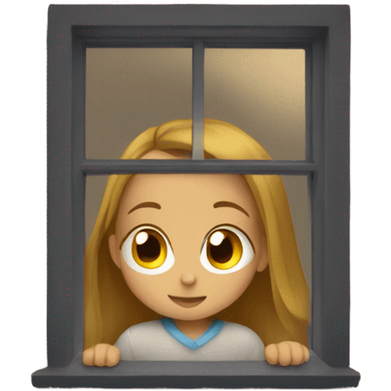 Girl gazing through window emoji