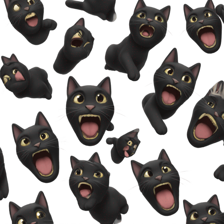 Black cat yelling emoji