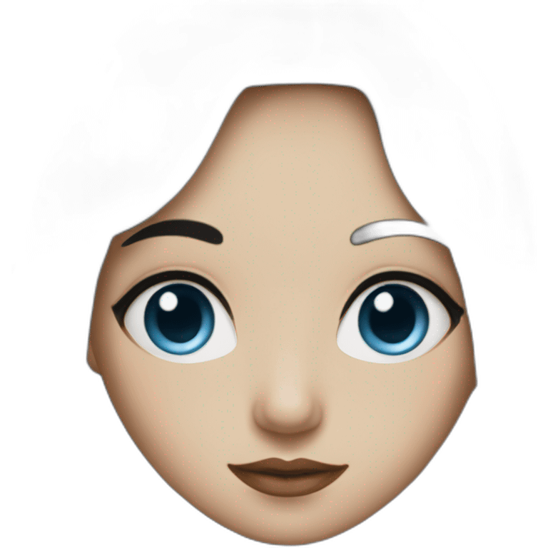 girl blue eyes with long black hair and a fringe emoji