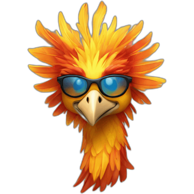 un phoenix avec des lunette de soleil emoji