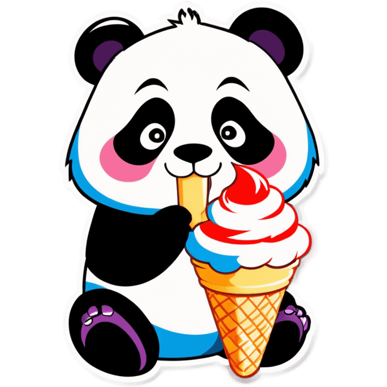 Panda eating ice cream emoji