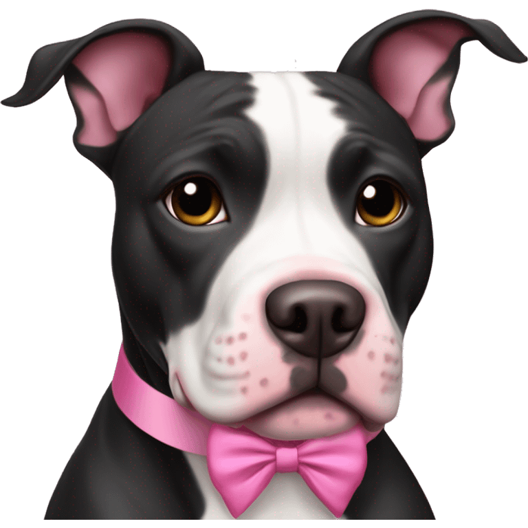 Black and White Pitbull with Pink Bow emoji