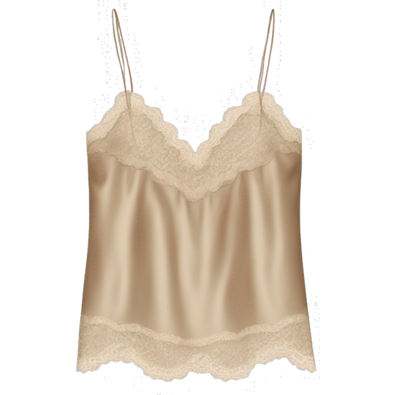 Realistic isolated tan silk lace camisole blouse.  emoji