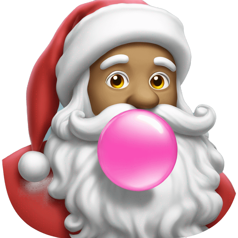 santa blowing a big pink bubble gum bubble  emoji