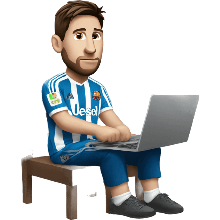 messi sitting with laptop emoji