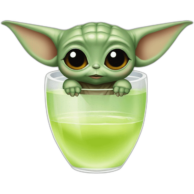 Baby yoda drink glass wine emoji