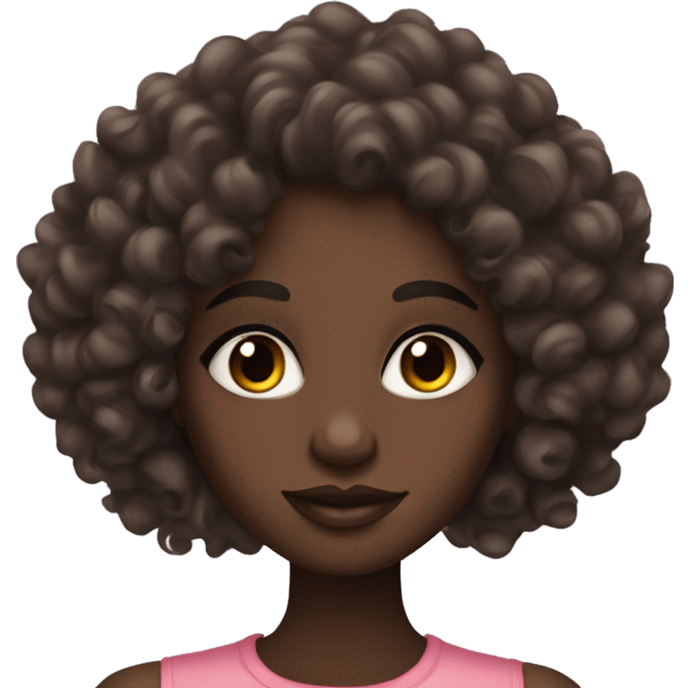 Dark skin girl,curly hair,long lashes with lip gloss  emoji