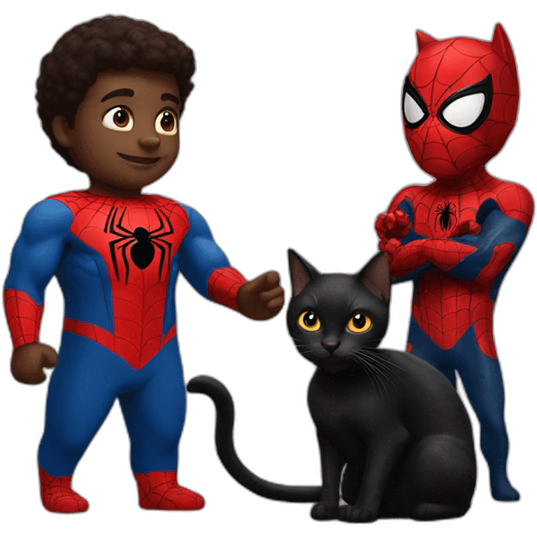 Black Cat with Spider-Man emoji