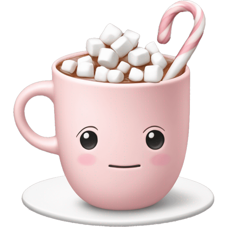 Light Pink mug of hot chocolate with marshmallows  emoji