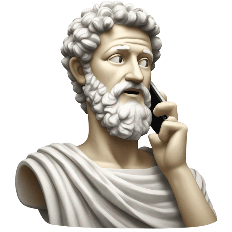 marble marcus aurelius statue talking on the phone emoji