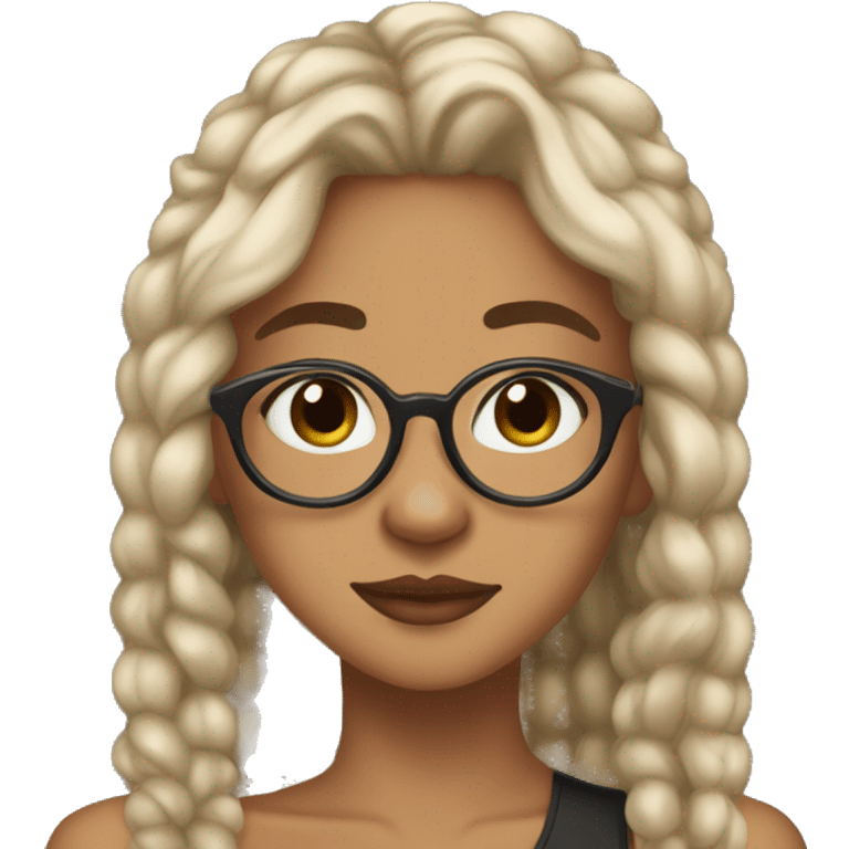 lightskin girl clean girl aesthetic with turtoise glasses and nose ring emoji