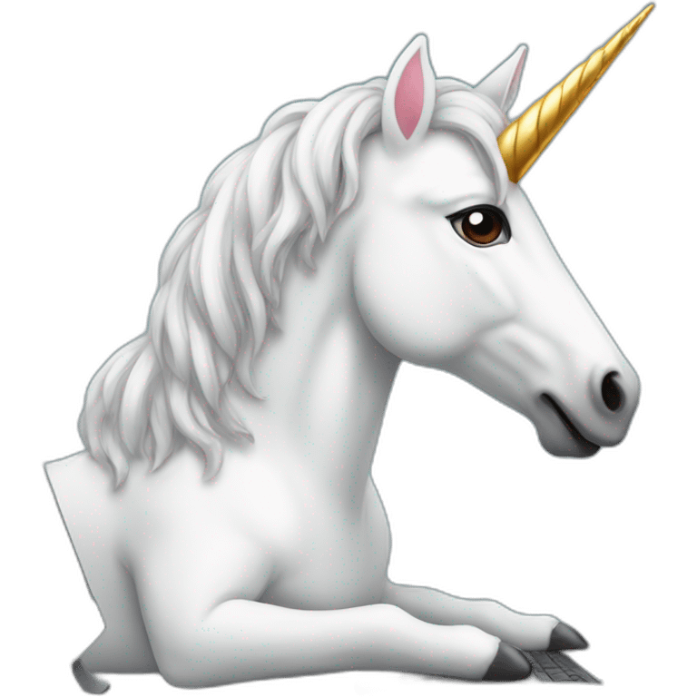 unicorn working at pc emoji