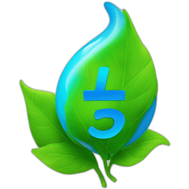 blue "e" from Engie logo with high voltage emoji in green leaves emoji