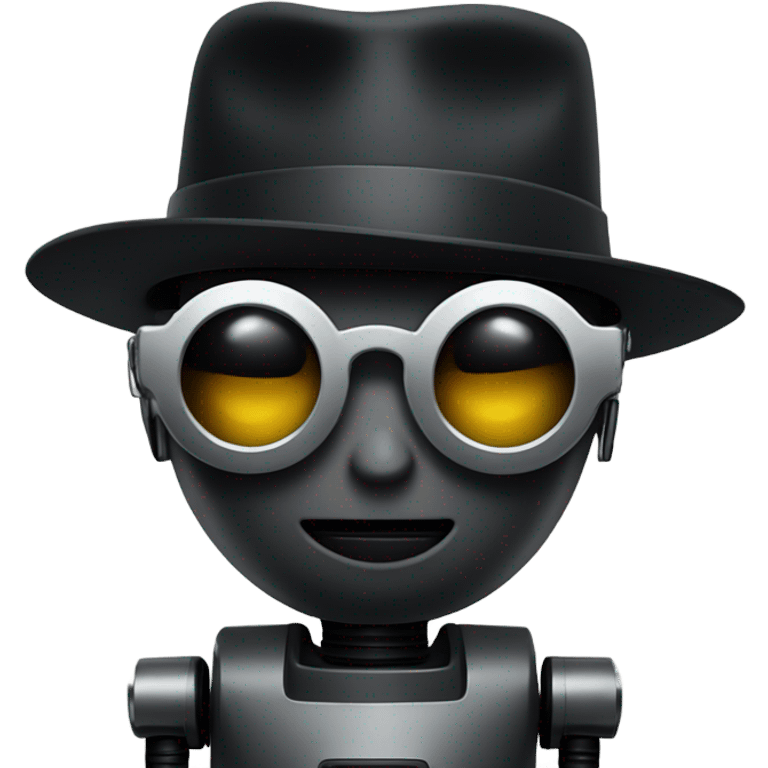 Robot with black hat and black sunglasses emoji