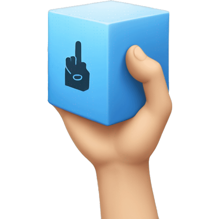 a hand touching a cube emoji