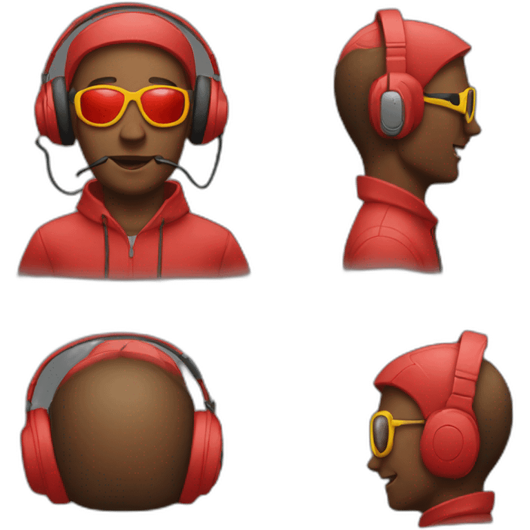 a emoji in googles and red headphone emoji