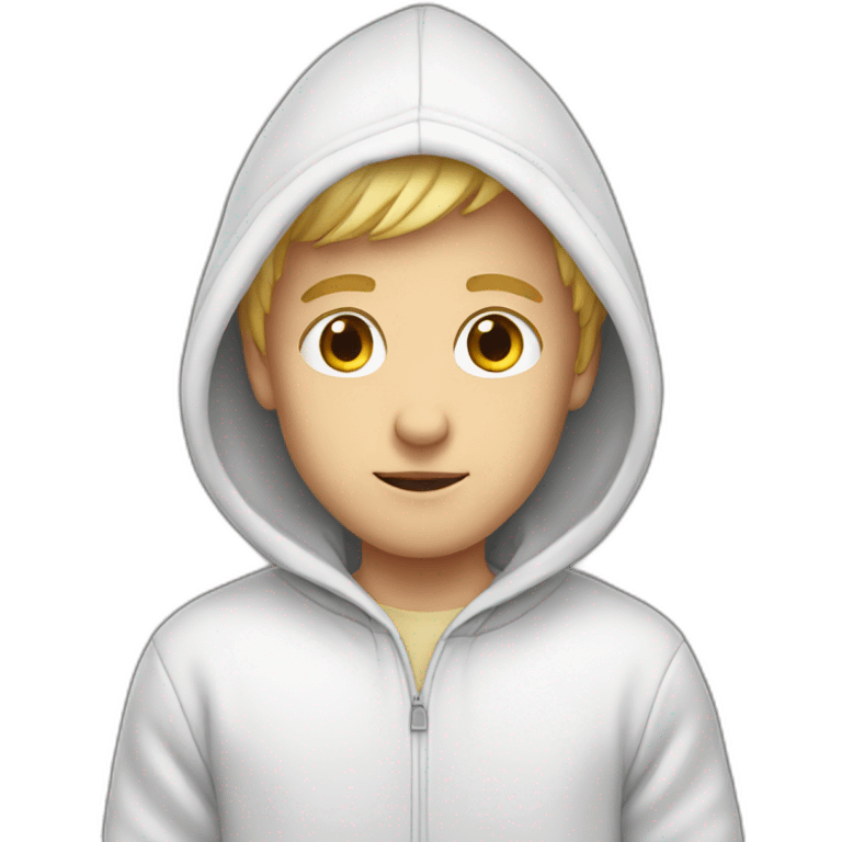 Cute white boy wearing hoodie emoji