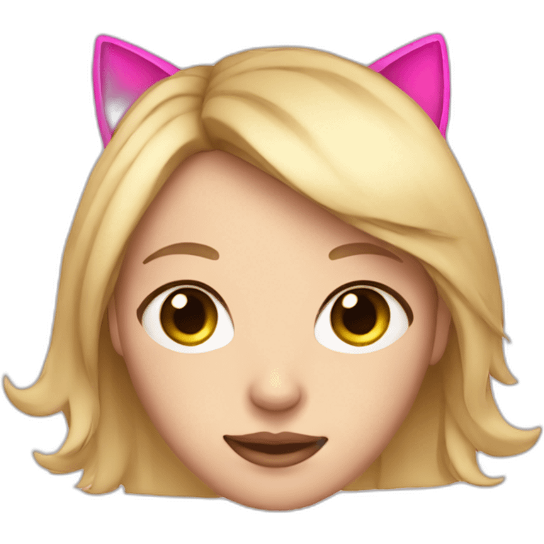 Blonde Hair Girl with Cat ears and pink eyes emoji