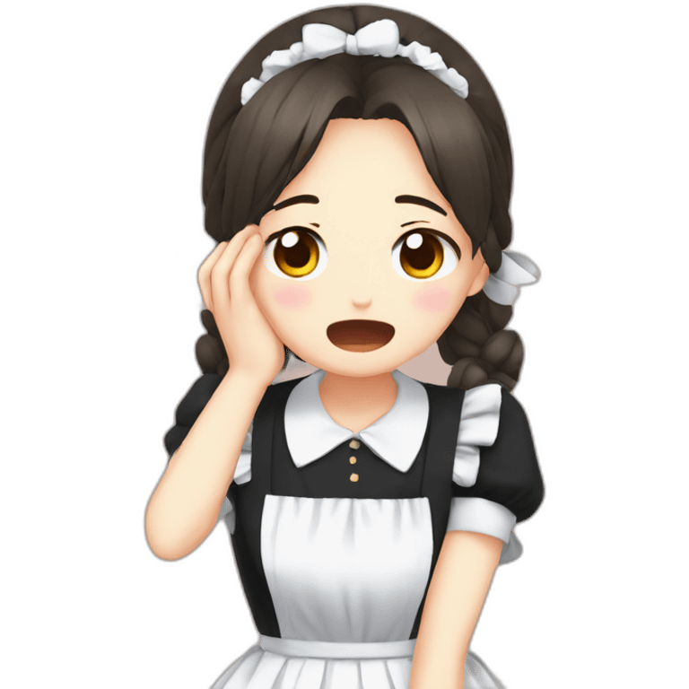 Maid anime girl crying emoji