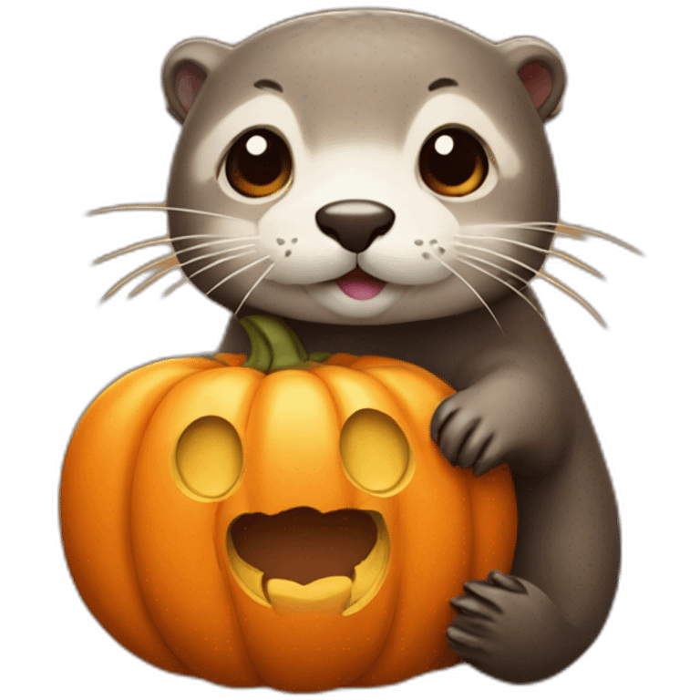 Cute Otter pumpkin emoji