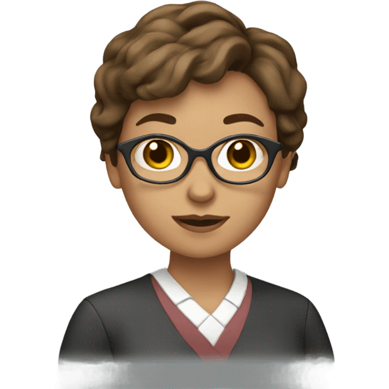 female teacher with short brown hair emoji