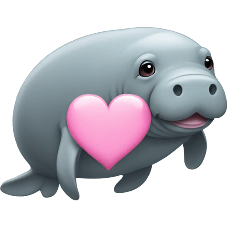 Manatee with a pink heart emoji