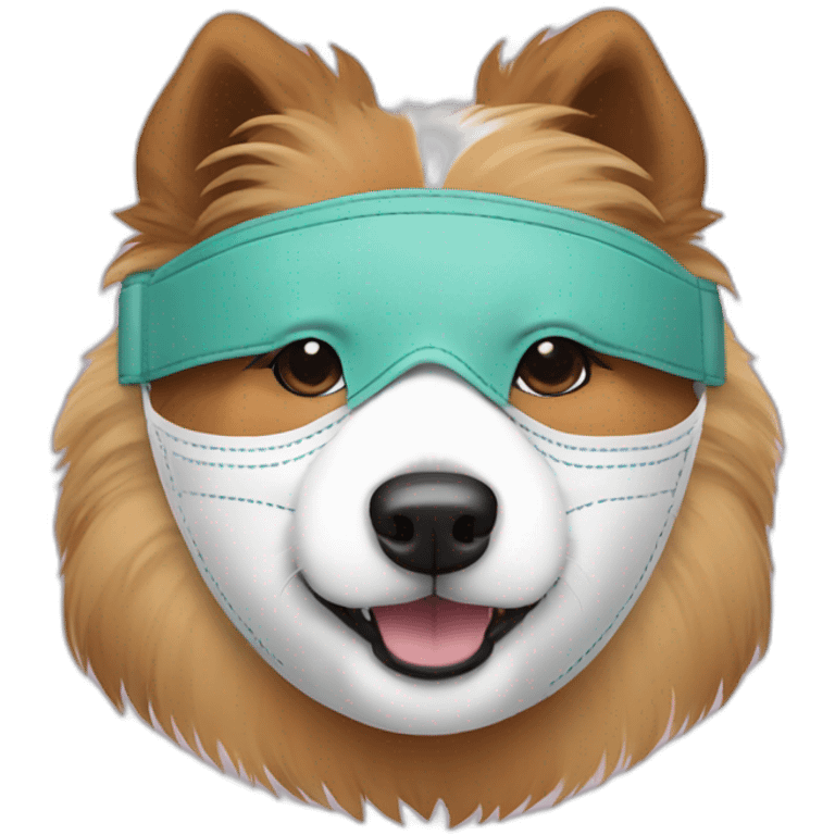 Shetland sheepdog wearing chirurgical mask emoji