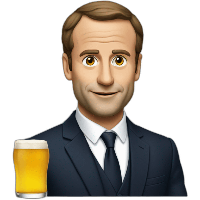 Macron boit une bière emoji