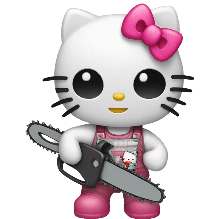 hello kitty holding a chainsaw emoji