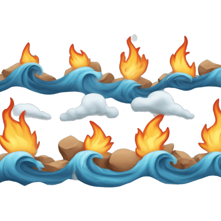 A mix of natural elements like water, fire, earth, and air in a single emoji. For example, a flaming wave or a floating rock with wind swirls. emoji