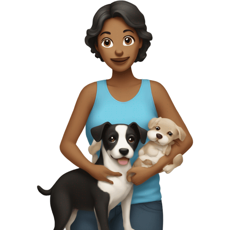 mom with baby and black and white dog emoji