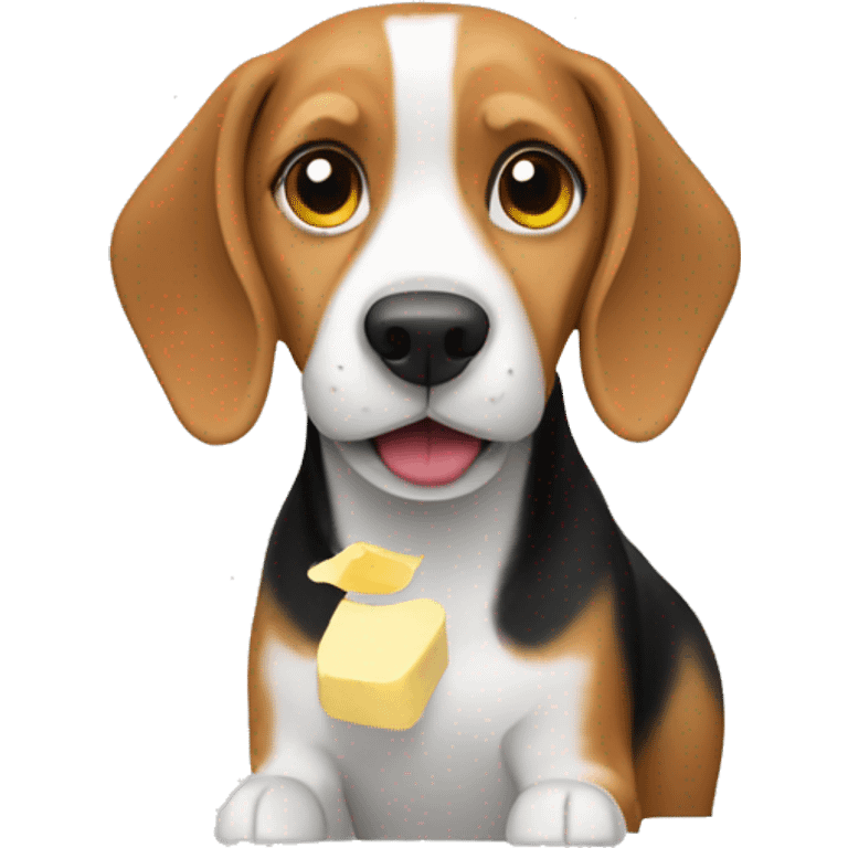 a beagle eating butter emoji