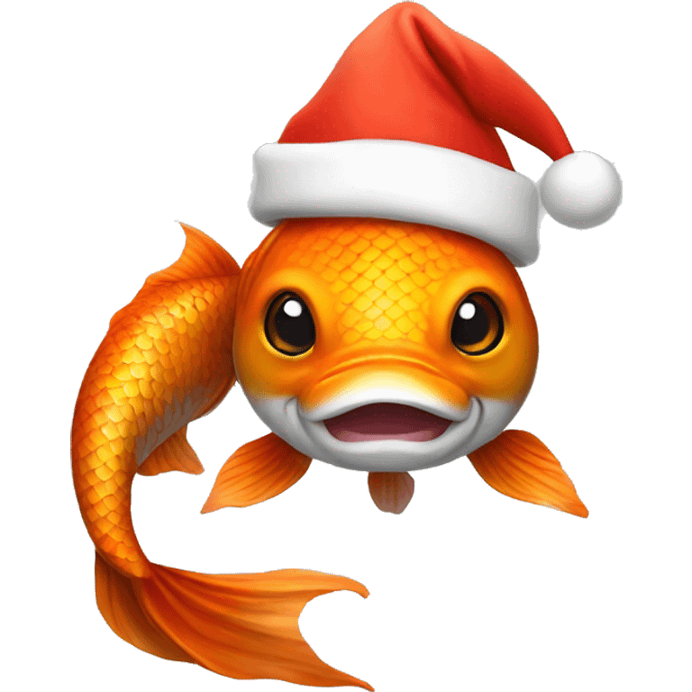 Koi fish with Santa hat emoji