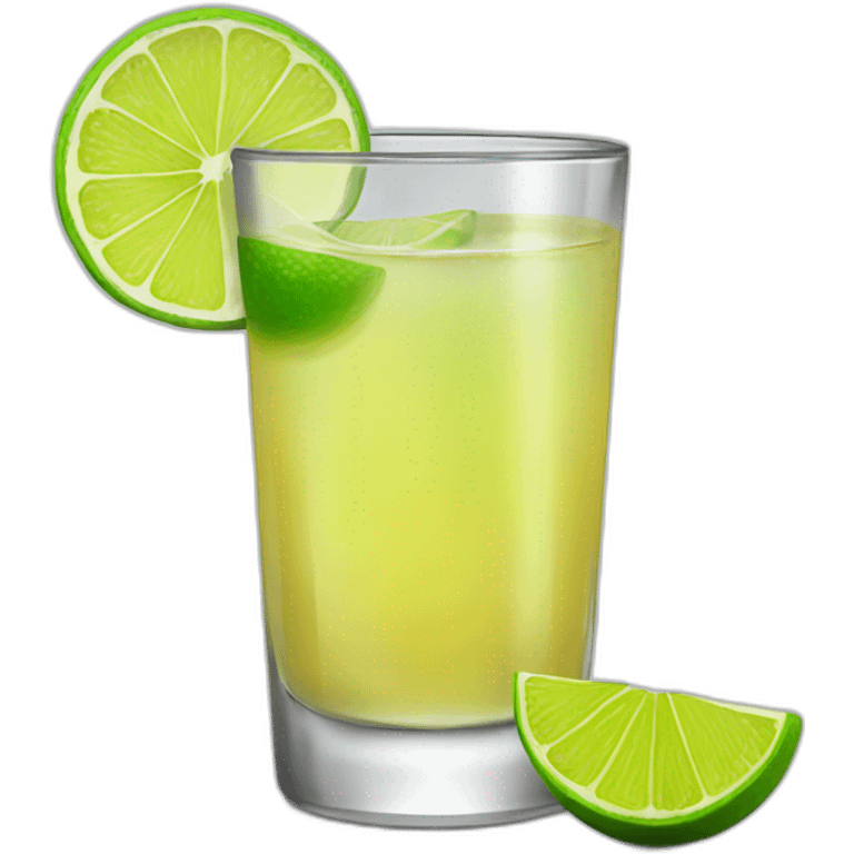 A single tequila shot with green lemon piece on the glass emoji