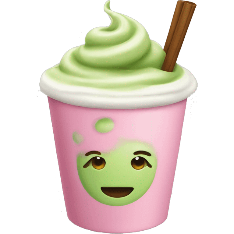 matcha latte in a pink cup  emoji