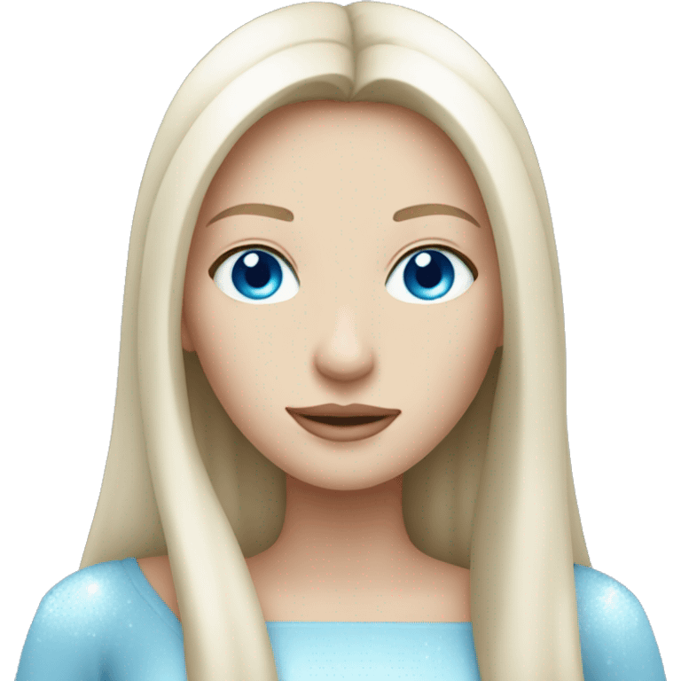 pale woman with long straight hair and light blue eyes with ice powers emoji