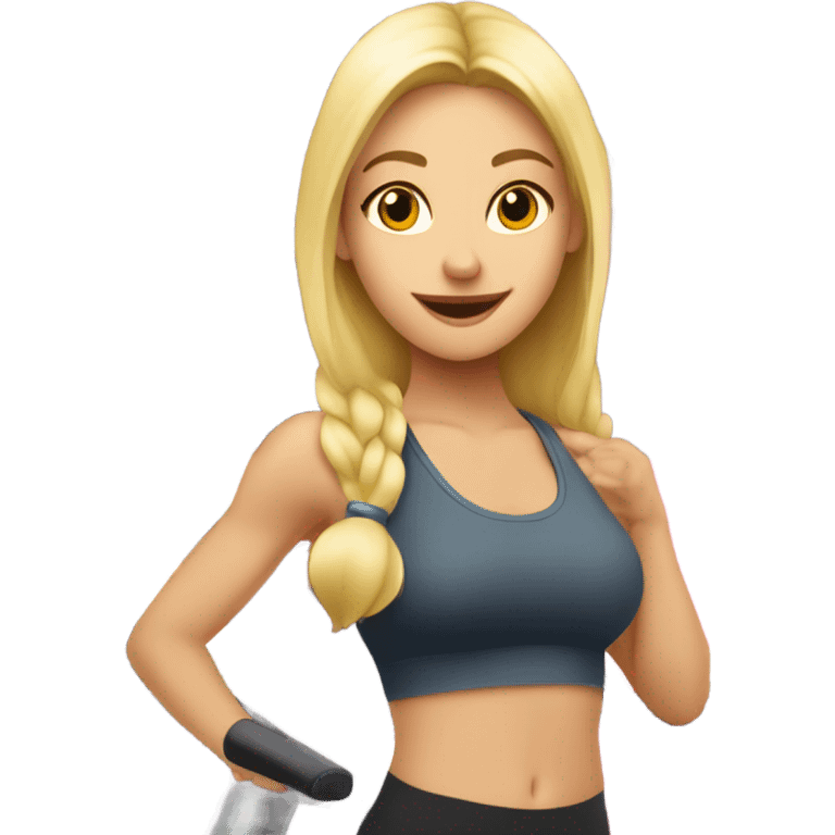 blonde teen pink pilates princess on stair master at gym  emoji