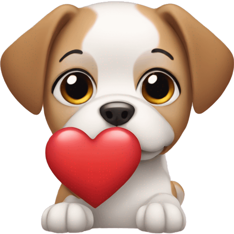 dog holding a heart emoji