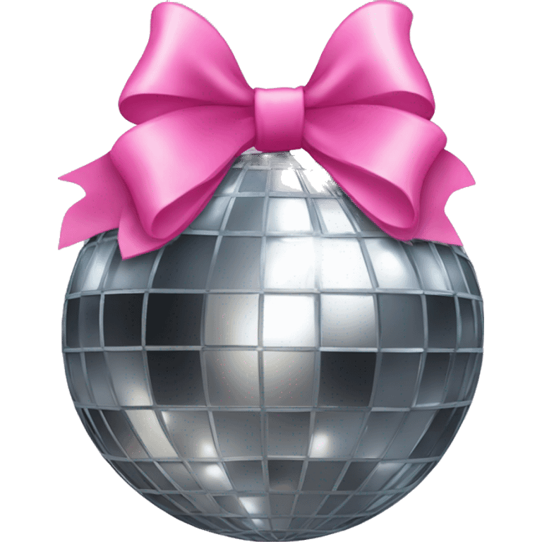 Disco ball with pink bow emoji