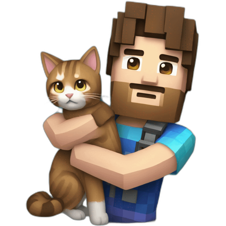 Minecraft Steve holding a cat emoji