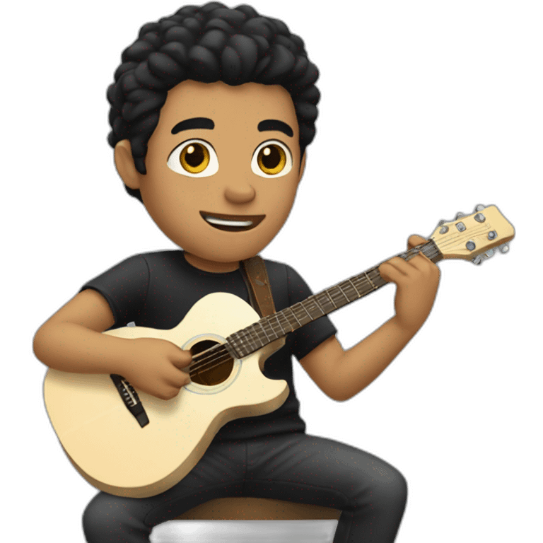 Man black hair playing guitar emoji