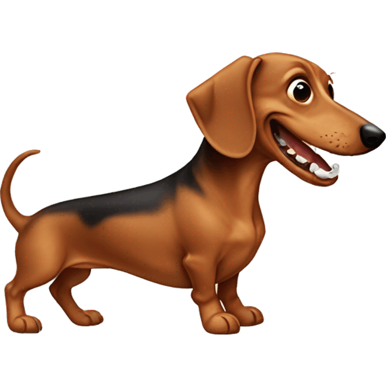 Dachshund with human teeth emoji