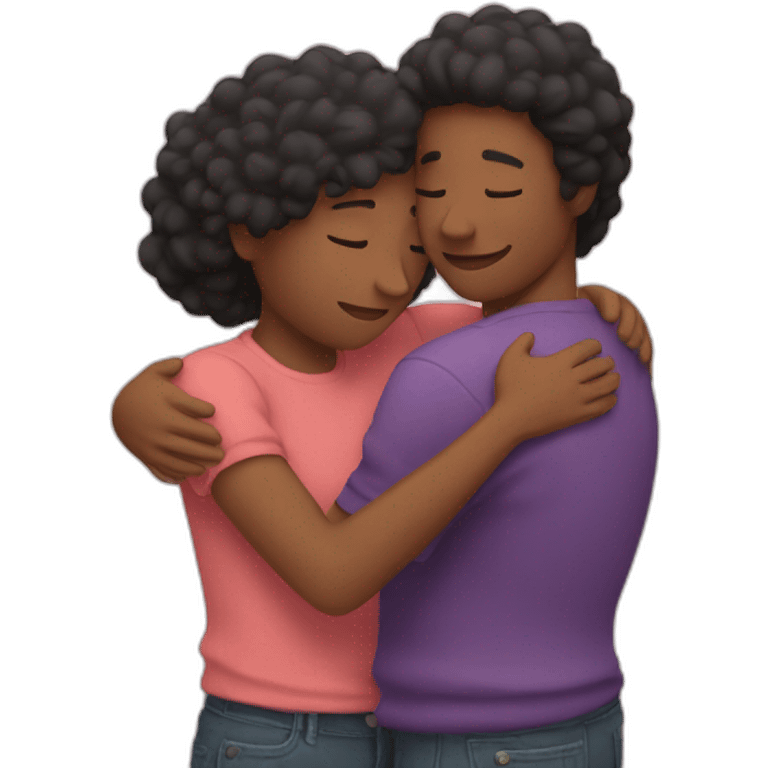 2 people hugging and love emoji