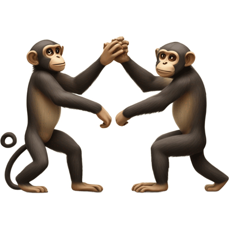 Two monkeys high fiving emoji