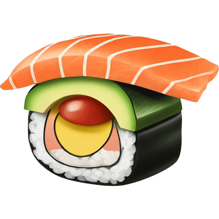 A Piece sushi with Avocado and salmon in it emoji