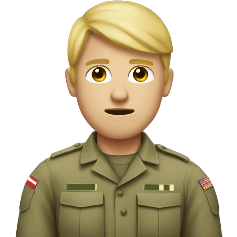 Male army solider blonde with tummy ache emoji